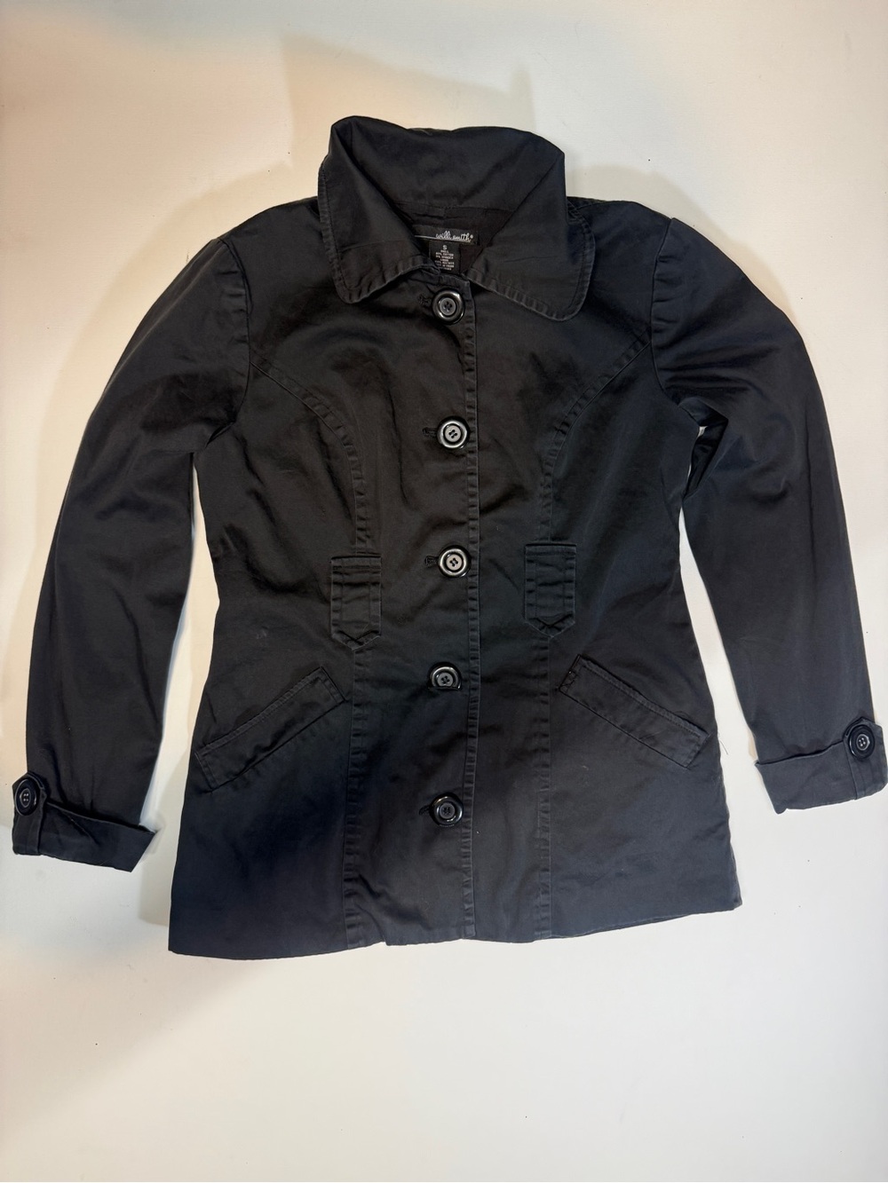 Willi Smith Black Single-Breasted Trench Jacket